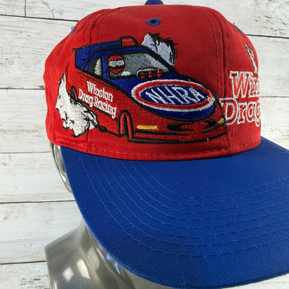 Vintage Kudzu NHRA Winston Drag Racing Snapback Hat Red Blue 90s Racing Cap